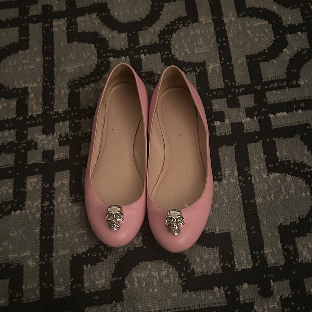 Alexander McQueen Pink Flats with Skull Detail